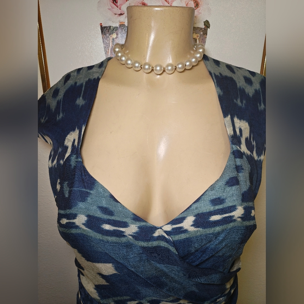 Ralph Lauren Blue and White Patterned Dress